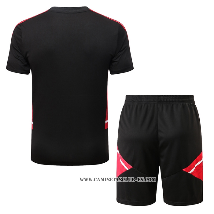 Chandal del Manchester United 22-23 Manga Corta Negro - Pantalon Corto